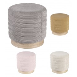 PUFF REDONDO SAUL CON BASE DE MADERA