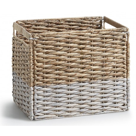 CAJON WOODY DE MIMBRE BLANCO Y NATURAL (PACK DE 2 UNIDADES)