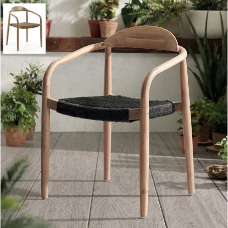 SILLA CON BRAZOS GLYNIS DE MADERA DE EUCALIPTO Y CUERDA