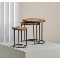 JUEGO DE MESITAS AUXILIARES NAKUL DE ESTILO ETNICO