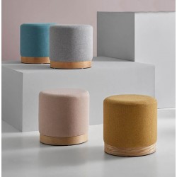 PUFF ANGUS REDONDO CON BASE DE MADERA