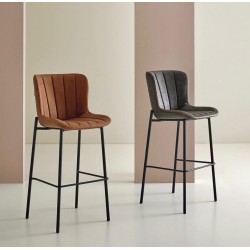 TABURETE VINTAGE RILEY DE POLIPIEL Y ACERO