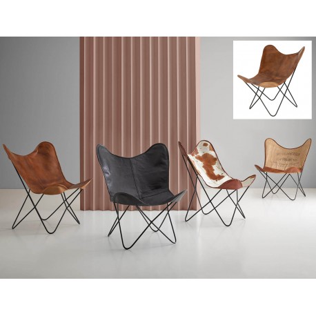 SILLON FARFALLA DE CUERO MARRON