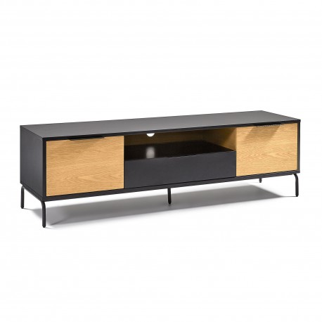 MUEBLE TV CON DOS PUERTAS SAVOI DE CHAPA ROBLE Y DM