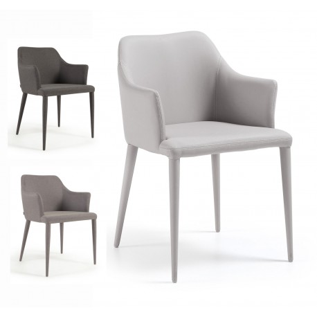 SILLA CON BRAZOS DANAI TAPIZADA EN PIEL SINTETICA O TELA