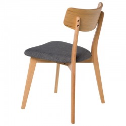 SILLA KEIRA DE MADERA CON ASIENTO TAPIZADO