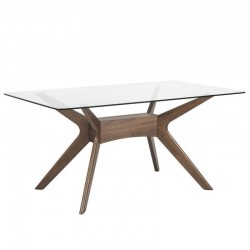 MESA DE MADERA DELLA CON TAPA DE CRISTAL