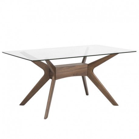 MESA DE MADERA DELLA CON TAPA DE CRISTAL
