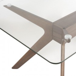 MESA DE MADERA DELLA CON TAPA DE CRISTAL