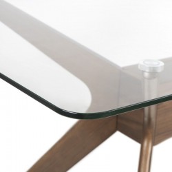 MESA DE MADERA DELLA CON TAPA DE CRISTAL