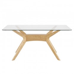 MESA DE MADERA DELLA CON TAPA DE CRISTAL