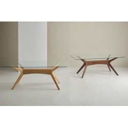 MESA DE MADERA DELLA CON TAPA DE CRISTAL