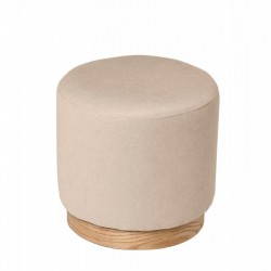 PUFF ANGUS REDONDO CON BASE DE MADERA