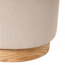 PUFF ANGUS REDONDO CON BASE DE MADERA