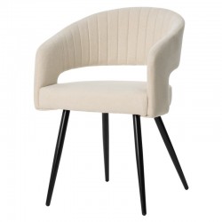 SILLA TAPIZADA KORA CON PATAS DE METAL NEGRAS