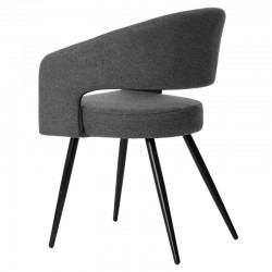 SILLA TAPIZADA KORA CON PATAS DE METAL NEGRAS