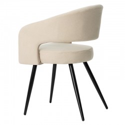 SILLA TAPIZADA KORA CON PATAS DE METAL NEGRAS