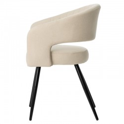 SILLA TAPIZADA KORA CON PATAS DE METAL NEGRAS