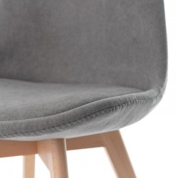 SILLA TAPIZADA MILENA CON PATAS DE MADERA