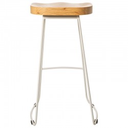 TABURETE JOEL CON ASIENTO DE MADERA Y PATAS DE METAL