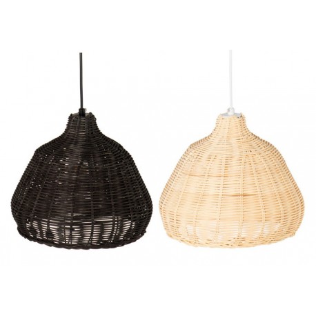 LAMPARA DE TECHO SERRA CON PANTALLA DE METAL Y RATTAN