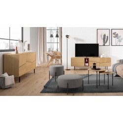 PUFF TAPIZADO HERMAN CON PATAS METALICAS