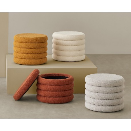 PUFF HARRY EN TELA BORREGUITO Y CON ALMACENAJE