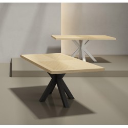 MESA ELAINE DE CHAPA ROBLE Y PATAS DE ACERO