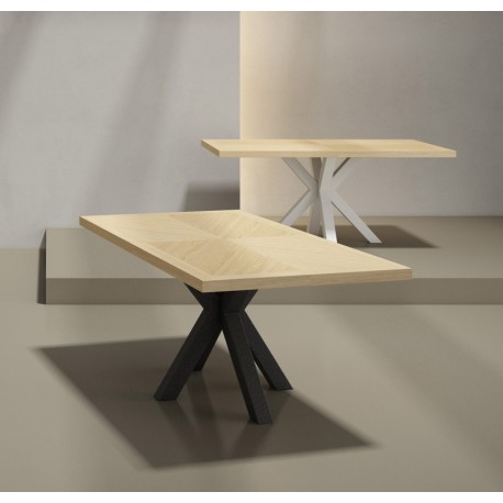 MESA ELAINE DE CHAPA ROBLE Y PATAS DE ACERO