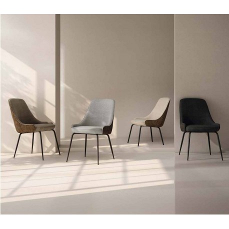 SILLA AGATA CON TEJIDO Y PIEL SINTETICA