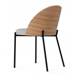 SILLA TAPIZADA CASANDRA CON RESPALDO DE MADERA