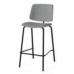 TABURETE TAPIZADO AUSTIN CON RESPALDO DE MADERA