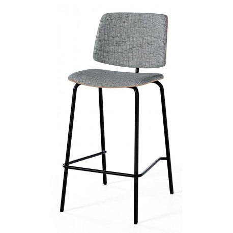 TABURETE TAPIZADO AUSTIN CON RESPALDO DE MADERA