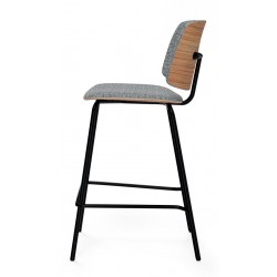 TABURETE TAPIZADO AUSTIN CON RESPALDO DE MADERA