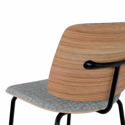 TABURETE TAPIZADO AUSTIN CON RESPALDO DE MADERA