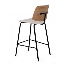 TABURETE TAPIZADO AUSTIN CON RESPALDO DE MADERA