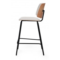 TABURETE TAPIZADO AUSTIN CON RESPALDO DE MADERA