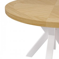 MESA BEVERLY DE CHAPA ROBLE Y ACERO