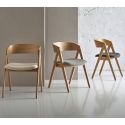 SILLA TAPIZADA RINA DE MADERA DE NOGAL