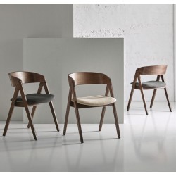 SILLA TAPIZADA RINA DE MADERA DE NOGAL