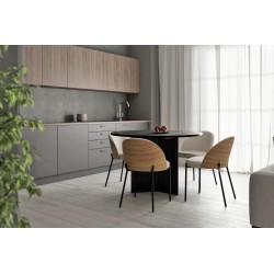 SILLA TAPIZADA CASANDRA CON RESPALDO DE MADERA