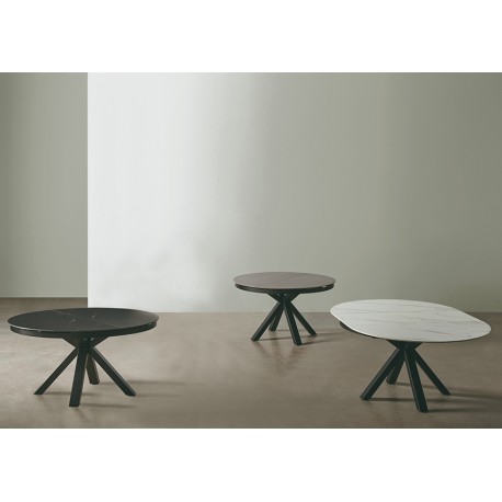 MESA REDONDA EXTENSIBLE ZURI DE PORCELANICO