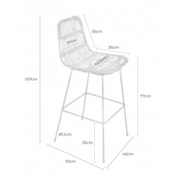 TABURETE GUIDO DE RATAN TRENZADO
