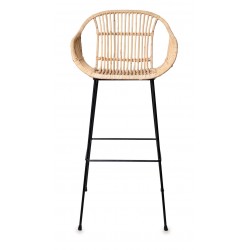 TABURETE CON BRAZOS GIAN DE RATAN TRENZADO