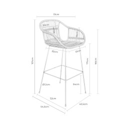 TABURETE CON BRAZOS GIAN DE RATAN TRENZADO