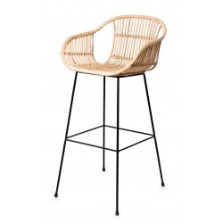 TABURETE CON BRAZOS GIAN DE RATAN TRENZADO