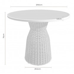 MESA DE TECA CHIARA CON EL PIE DE RATAN