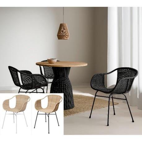 SILLA DE RATAN ALLEGRA CON BRAZOS