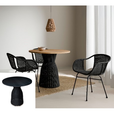 MESA DE TECA CHIARA CON EL PIE DE RATAN