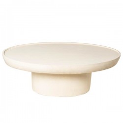 MESA DE CENTRO OVALADA IMARAN DE MANGO Y SIMIL CEMENT